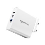 Amazon Basics 65W Triple Port GaN Charger | PD 3.0, QC3.0, QC4.0/PPS Fast Charging Ports | Compact Adapter with Foldable Pins | Compatible with All Flagship Apple/Android Phones and laptops (White)