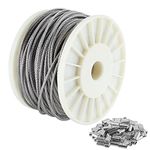 MUKCHAP 1/8 Inch 200 FT 316 Stainless Steel Wire Cable, Silver, 660lbs Breaking Strength