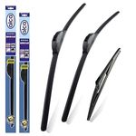 alca Germany Fits Toyota Yaris 2006-2011 Set of 3 Windscreen Wiper Blades Super Flat Front Rear 24"15"H 12"J ASF2415H12J