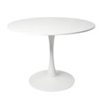 Aykah 35" Mid Century Modern Dining Table White Kitchen Table Used as Dinner Table for 4 - Manufactured Wood Round Dining Table -Small Dining Table Saves Space with Solid Pedestal Base