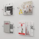 lesolar 4Pcs Wall Mount Magazine Holder Clear Acrylic Brochure Holder Hanging Bookshelf Magazine Rack Literature Book Storage Organizer for Office Waiting Room Church Coffee Shop Home