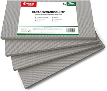 ATHLON TOOLS 4 x MaxProtect Premium Garage Wall Protection, Self-Adhesive, 40 x 20 x 2.0 cm, Impact Protection, Garage Padding, Door Edge Protection (Grey)