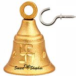 Smart Shophar Brass Jingle Decorative Bell 1.5 Inches, Heigth 2.05 Inches Gold, Pack of 1 / Classic and Elegant Design/Pleasant Sound/Suitable for Décor/Pooja Doors/Wooden Grill Partition