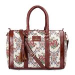 THE CLOWNFISH Lorna Tapestry Fabric & Faux Leather Handbag Sling Bag for Women Office Bag Ladies Shoulder Bag Tote For Women College Girls (Magenta-Floral)