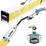 Bluefire Propane Torch Weed Burner Torch for Propane Tank 340000 BTU Heavy Duty Weed Torch with Self Ignition on 1lb Small Propane Tank Cordless for Roofing Flame Thrower Start Fire Ice Snow Melting