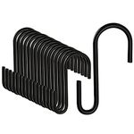 DONQL 20Pcs Black S Hooks for Hanging,2.36inch Hooks Heavy Duty,Small Kitchen Hooks S Shaped Hanging Hooks Stainless Steel Hooks S Clips for Utensil,Clothes,Jeans,Fence,Plant,Baskets