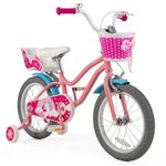 BABY JOY Girls Bike, 16" Children Training Bicycle for 4-7 Years Old with Woven Basket, Doll Seat, Adjustable Handlebar & Saddle, Dual Coaster Brake & Handbrake, Kids Bike for Boys Girls, Pink