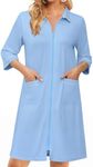 Ekouaer Zipper Robes for Women 3/4 