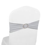 Elastic Stretch Spandex Chair Covers Sashes Bands With Buckle Bows For Wedding Home Party Suppliers Decorations (Grey, 50PCS)