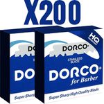 200 Premium Quality DORCO Single Edge Razor Blades - Ultra-Sharp, Long-Lasting, Professional Grade Shaving Blades - Professional Barbers' And Traditional Shaving Enthusiasts' Choice - Pack of 200