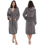 MAXOSHINE Microfiber Bathrobe for Women & Men |High Absorbent Super Soft Plush Fleece Spa Shower Bath Gown |Luxurious Unisex-Knee Length Lightweight Bath Robes with Hood, 500 GSM