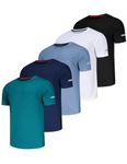 T Shirts for Men 5 Pack Running Shirts Mens Sport Shirts Gym Shirts T Shirts Breathable Activewear Shirts Hiking T Shirts Dry Fit Men's Exercise & Fitness T-Shirts-Black/White/Navy/Haze/Green-XL