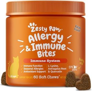 Zesty Paws Cat Allergy Relief - Anti Itch Supplement - Omega 3 Probiotics - Salmon Oil Digestive Health - Soft Chews for Skin & Seasonal Allergies - with Epicor Pets - Bacon - 60 Count