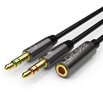 Choseal Headphone Mic Audio Splitter with Gold Palted 2 Male to 1 Female Compatible with Smartphone, Laptop, PC