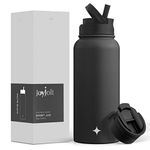 JoyJolt Triple Insulated Water Bottle with Straw Lid AND Flip Lid! 32oz Large Water Bottle, 12 Hour Hot/Cold Vacuum Insulated Stainless Steel Bottle. BPA-Free Leakproof Water Bottles - Thermos Bottle