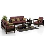 NATRAJ ART & CRAFT Wood Wooden Sofa Set For Living Room | 6 Seater Sofa Set 3+2+1 | Sheesham Wood, Warm Chestnut, 5- to 6-Person Sofa, Brown