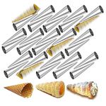 WishesMar 30pcs Cream Horn Molds for Baking Non-Stick Stainless Steel Cones Croissant Mould Roll Mold Shaper Forms for Daily Use Party Anniversary Pastry - Length 5.0 inch