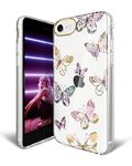 JAHOLAN iPhone SE 2022/2020 Case, iPhone 7 8 Case Clear Flowers for Girls Women Shockproof Hard Back Cover Phone Case for iPhone 7/8/6/6S/SE 2020 2022 - Butterfly Colourful