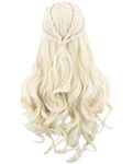 LeMarnia Women's Wig Blonde Long Curls with Braids for Medieval Renaissance Cosplay Wigs Halloween Costume Wigs