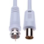 Keple Coaxial Aerial F Connector Male Plug to RF M-Male Cable for Satellite Sat Freesat Sky Virgin BT TV HDTV DVB DVD/Coax Ariel Freeview Lead Television Antenna Cord Broadband – 2 m White