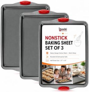 Premium Nonstick Baking Sheet Pans – Set of 3, Heavy-Gauge Carbon Steel, Warp, Dent, and Rust-Resistant – Gourmet Rimmed Half Cookie Sheet Trays, Non-Toxic for Exceptional Baking Performance
