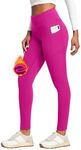 Heathyoga Fleece Lined Leggings with Pockets for Women Thermal Leggings Warm Leggings Women Winter High Waisted Yoga Pants Hot Pink