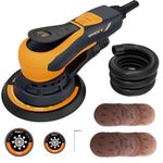 MAXXT Electric 5mm Random Orbital Sander, Palm Sander with Brushless Motor, 5&6Inch Sanding Pads, Central Vacuum, Sanders for Woodworking, Primary Wood and Panel Processing(Orange)