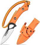 TONIFE Explorer Fixed Blade Knife with Plastic Sheath 8Cr14MoV Blade Multi-functional Knife, Fiberglass Reinforced Nylon Handle for Outdoor Camping Knife EDC Knife (Orange+Black Titanium and Satin)