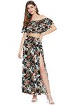 COOL AND CASUAL Polyester Women's Floral Printed Two Piece Casual Dress Western Maxi Casual Dress For Women (Small) Multicolour