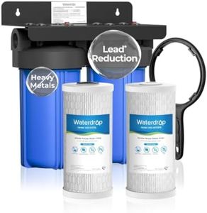 Waterdrop WHF21-PBL 2-Stage Whole House Water Filter System, Highly Reduces Lead, PFAS and Heavy Metals, Taste, 5-Stage Filtration, with Carbon and Sediment Filter, 5 Micron, 1" Inlet/Outlet
