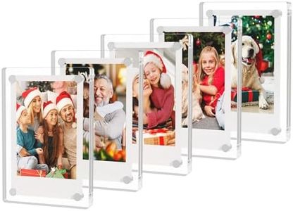 AITEE Acrylic Fridge Magnetic Frame,Double Sided Refrigerator Magnet Picture Frame, Fridge Photo Frame Clear Display Frameless Home Decor for Fujifilm Instax Mini, 2.36 x 3.54 Inch,Pack of 5