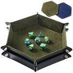 Grajar 2 Pcs Portable Folding Dice Rolling Tray Set for RPG DND Table Games - PU Leather and Velvet Holder Storage Box - RoyalBlue and Green