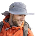 Comhats Large Sun Hat Men XL - XXL, Wide Brim UV Safari Bonnie Hats for Summer Outdoor Hiking Fishing Walking, Waterproof & Windproof Grey 63-66cm