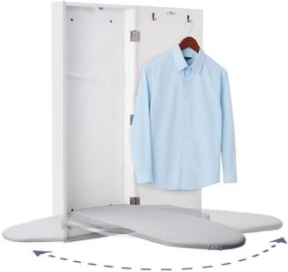 Ivation Wall-Mounted Swivel Ironing Board Cabinet, Foldable Ironing Storage Station for Home, Apartment, Easy-Release Lever, Garment Hooks, White