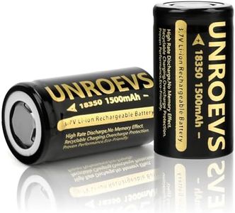 UNR0EVS 18350 Rechargeable Battery with Flat Top,3.7V IMR 1500 mAh High Drain 18350 Li-ion Batteries for Flashlights,Headlamp.