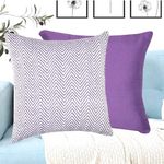 The Furnishers Reversible 24x24 Inch Purple Cotton Woven Pack of 2 Fashion Chevron Throw Pillow Covers Cases for Couch Sofa Home Decoration - 60 x 60 CM