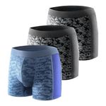 Carer 3 Pack Cool & Breathable Men's Incontinence Boxer Briefs, Fashionable Incontinence Pants for Men with 80 ML Absorbent Pad Prevents Bladder Leaks Mild Incontinence Blue & Black Size XXL