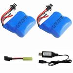 7.4v 700mah li-ion Battery for Skytech Blue Boat H100 H102 H106 RC Ship Syma Q2 Q3 H100 Battery 2 Pack with USB Charging Cable