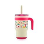 REDUCE 14oz Coldee Tumbler with Handle for Youth - Vacuum Insulated Stainless Steel Mug with Lid & Straw - Keeps Drinks Cold up to 18 Hours - Spill-Proof & Chew-Resistant Straw - Pink Mermaids