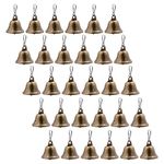 30 Pieces Small Craft Bells,Vintage Bells for Crafts Brass Bells with Hanging Hole & Hooks Jingle Bells for Door Decor,Wind Chimes,Christmas Bell(1.65x1.5 Inch)