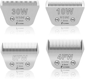 BESTBOMG Size 30W+10W+5FW+4FW Wide Detachable Pet Dog Grooming Blades Kit-Cutting Length 1/50" to 3/8"（0.5-9.5mm）,Compatible with Andis,Oster A5,Wahl km10 Clippers