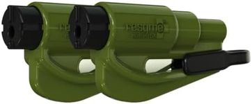 resqme The Original Emergency Keychain Car Escape Tool, 2-in-1 Seatbelt Cutter and Window Breaker, Made in USA, Army Green Pack of 2- Compact Emergency Hammer