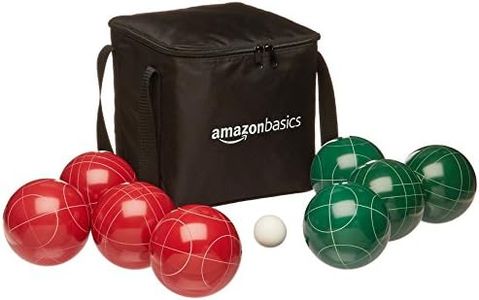 Amazon Basics Bocce Ball Set, 100mm, Green/Red/White