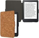 kwmobile Cork Case Compatible with Kobo Clara 2E / Tolino Shine 4 - Book Style Protective e-Reader Flip Cover Folio Case - Light Brown