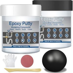 Epoxy Putty for Metal, 16 oz Fast Repair Pool Putty Self-Hardening Waterproof AB 2 Part Epoxy Wood Filler Putty for Metal Tile Plastic Repair Filling Bonding, Sculpt Clay for Sculpting Modeling Black
