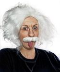 QUEENTAS Old Man White Mad Scientist Hair Wig for Men Full Head Halloween Costume Cosplay Diwali Wigs Scientist Physicist Costume