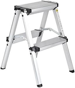 Two Step Ladder - Folding Small 2 Step Stool 330lbs with Non-Slip Feets, Aluminum Lightweight Metal Step Stool, Portable Solid Handy Work Ladder for Home, Kitchen, RV, Garage