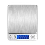 ebuyerfix Digital Pocket Scales 500g/ 0.01g High-Precision Kitchen Food Scales, Stainless Steel Jewelry Scales with Mini Kitchen Scale with Back-Lit LCD Display, Tare, and PCS Features