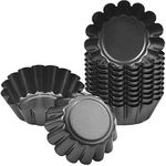 Fangehong 14 Pack Egg Tart Mold Baking Cups, Non-Stick Flower Muffin Case, Resuable Cupcake Tart Mould, Carbon Steel Mini Tartlet Tins for Pudding,Pan Baking, Bakeware,Cookies Cake Tool (6.5 x 2.3cm)