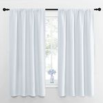 NICETOWN Solid Blackout Window Drapes - Greyish White Energy Saving Curtains for Living Room/Bedroom (42-Inch x 63-Inch, Greyish White, 2 Pcs)